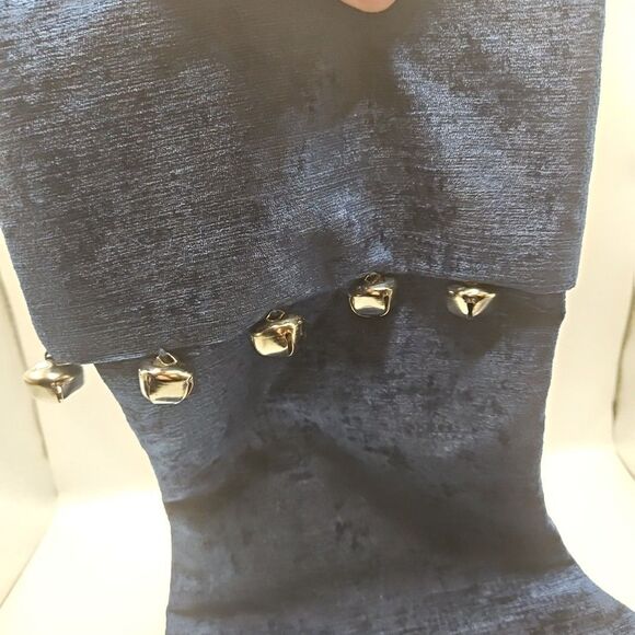 NAVY BLUE VELVET CHRISTMAS STOCKING W/SILVER JINGLE BELLS Hobby Lobby - Picture 12 of 12